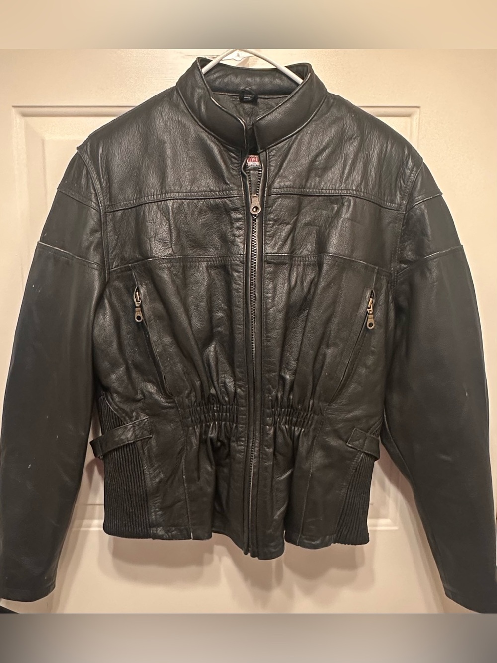 Vanguard Men's Black Leather Zip-Front Jacket
